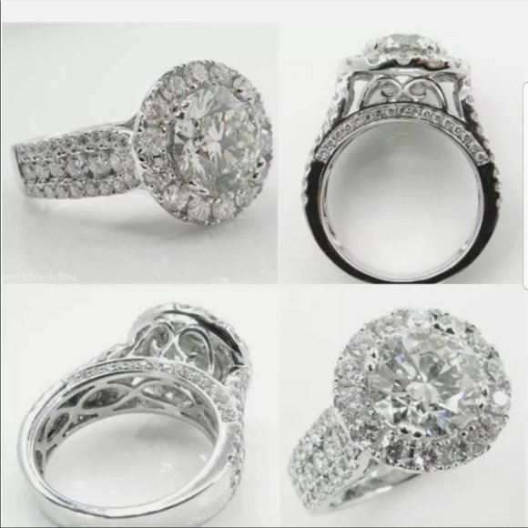 NEW 18K WHITE GOLD ROUND DIAMOND HALO RING💍 - Picture 3 of 4